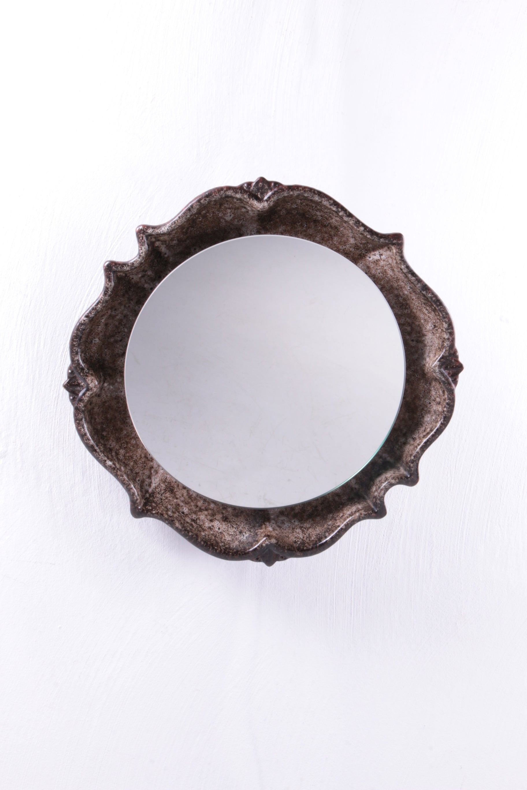 Vintage Keramieken Wandspiegel met verlichting jaren60s.