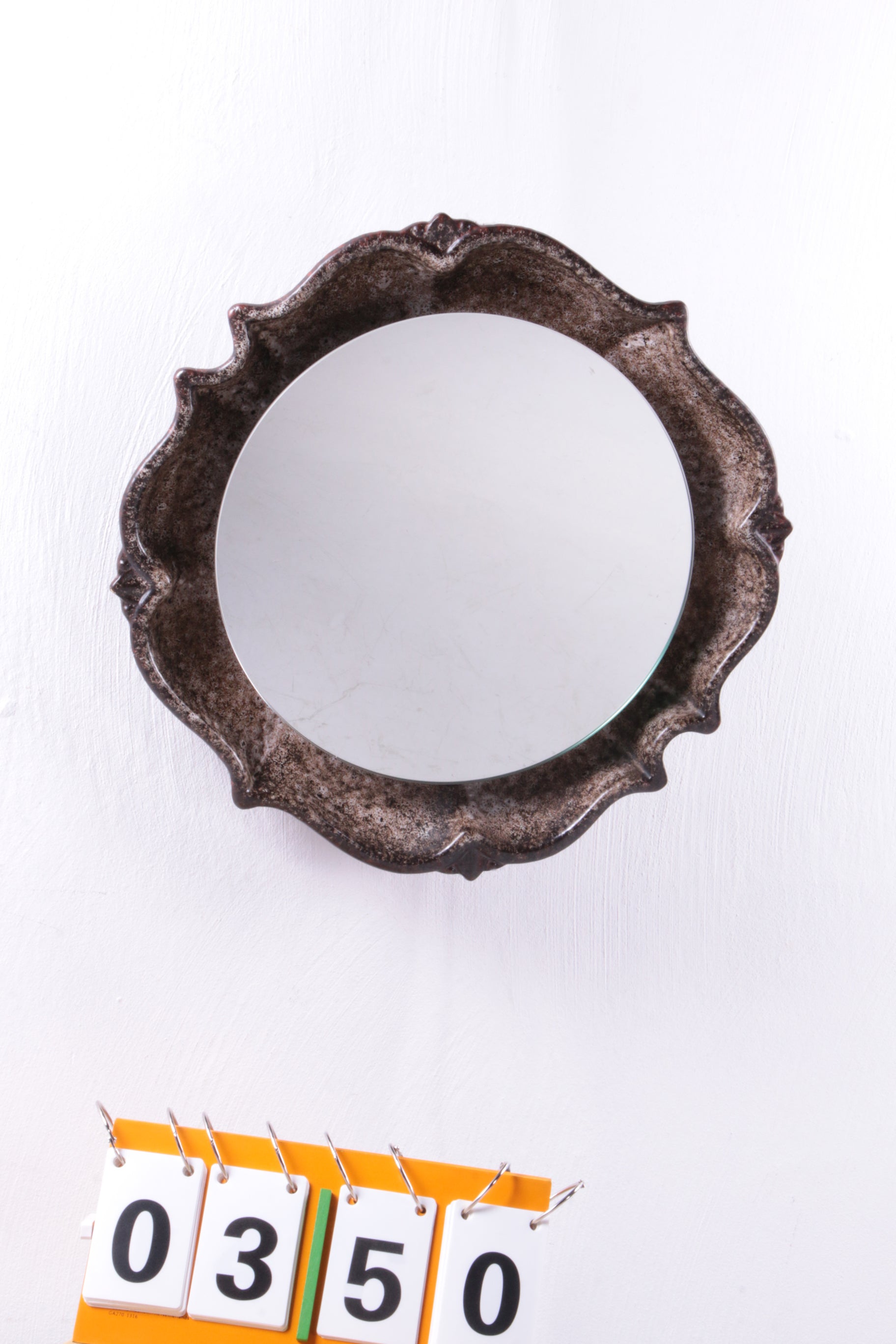 Vintage Keramieken Wandspiegel met verlichting jaren60s.