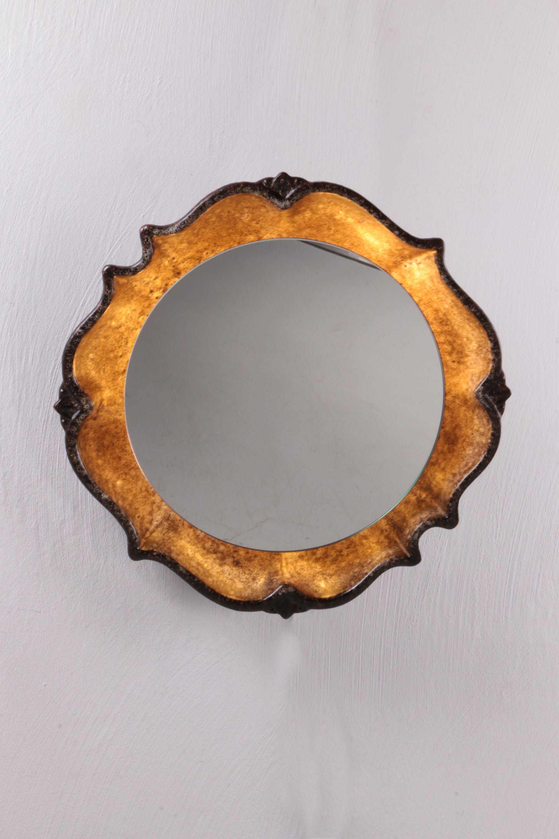 Vintage Keramieken Wandspiegel met verlichting jaren60s.