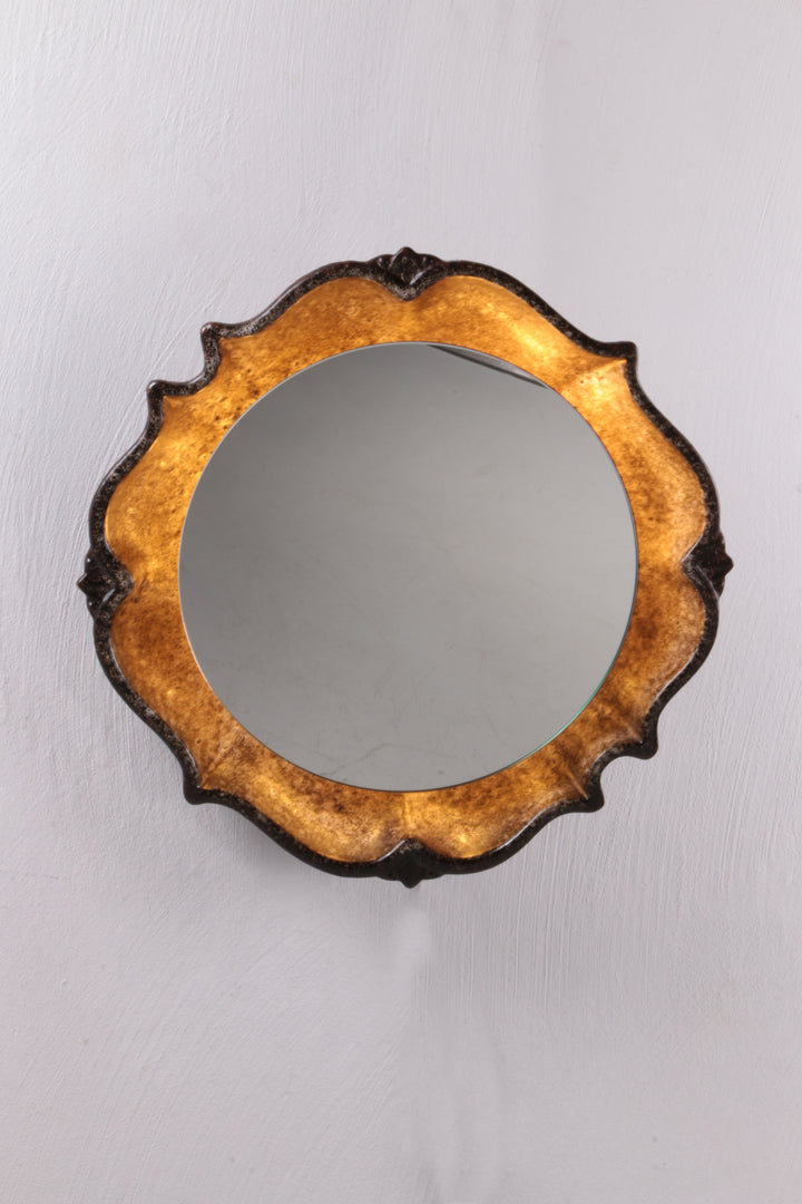 Vintage Keramieken Wandspiegel met verlichting jaren60s.