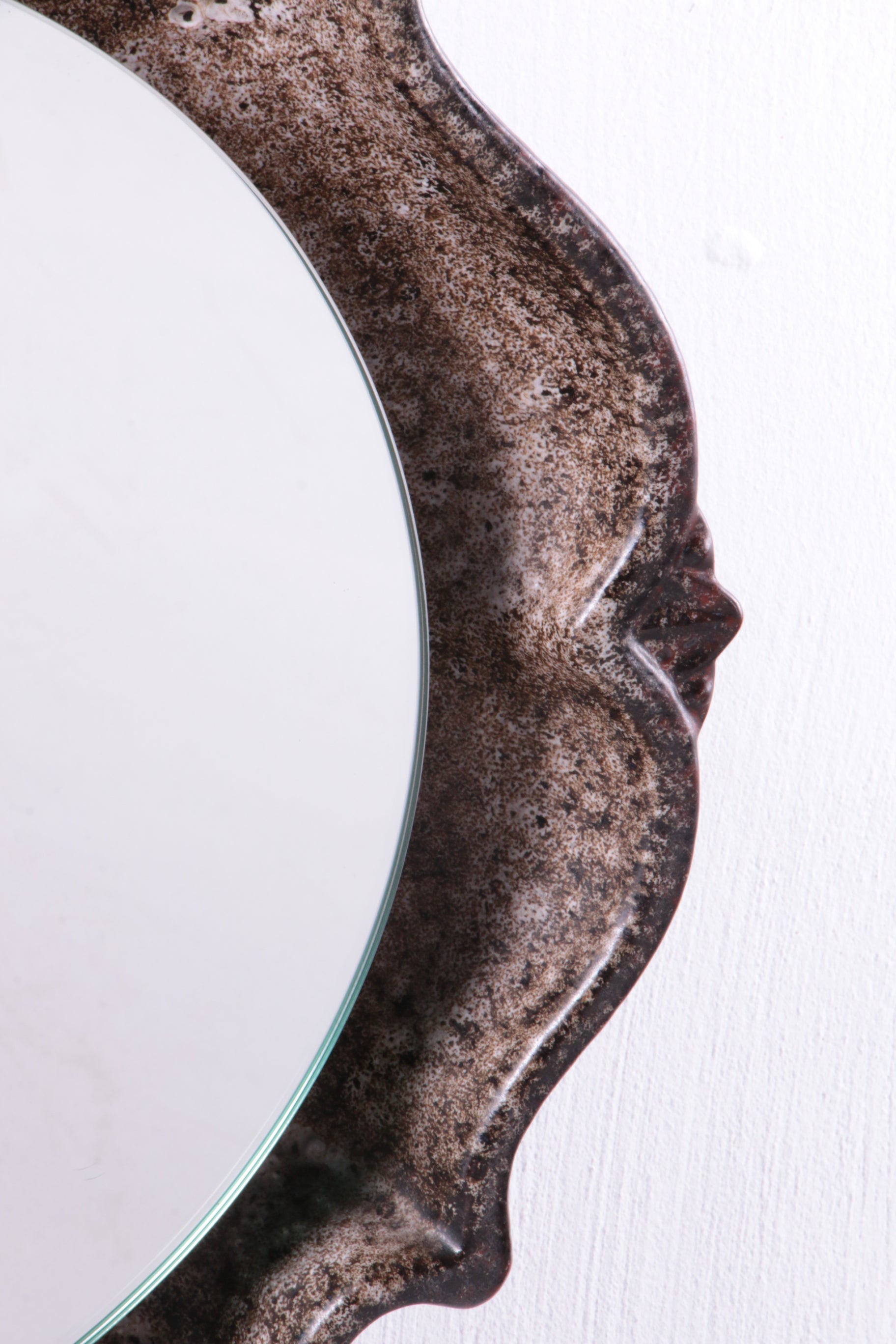 Vintage Keramieken Wandspiegel met verlichting jaren60s.