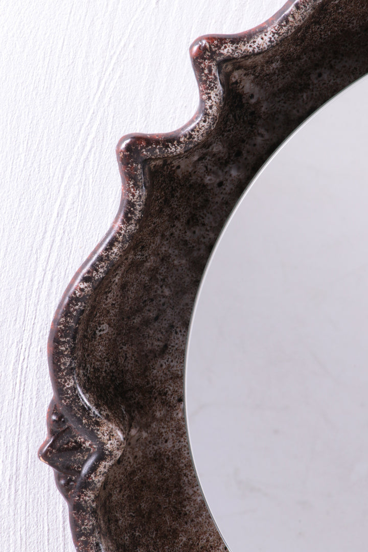 Vintage Keramieken Wandspiegel met verlichting jaren60s.