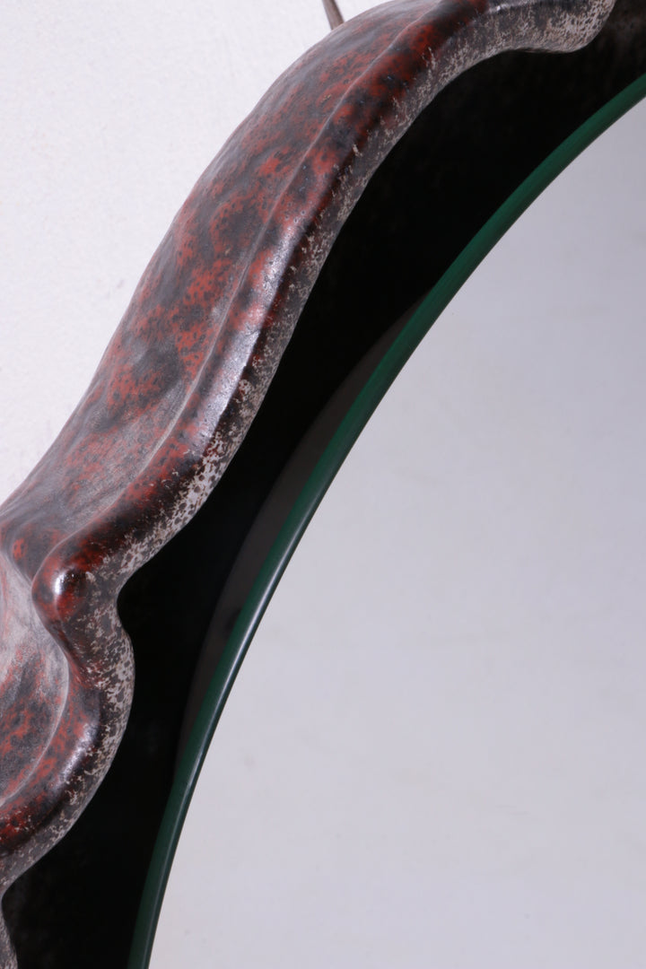 Vintage Keramieken Wandspiegel met verlichting jaren60s.