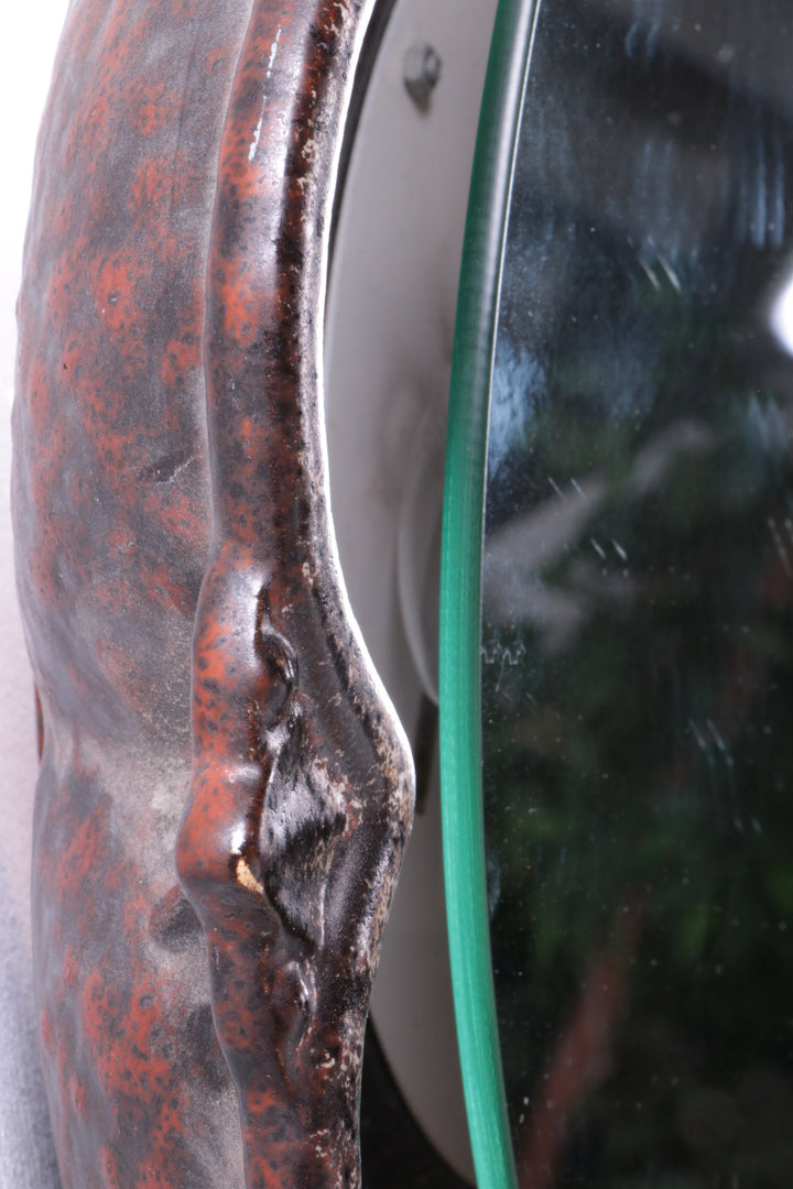 Vintage Keramieken Wandspiegel met verlichting jaren60s.