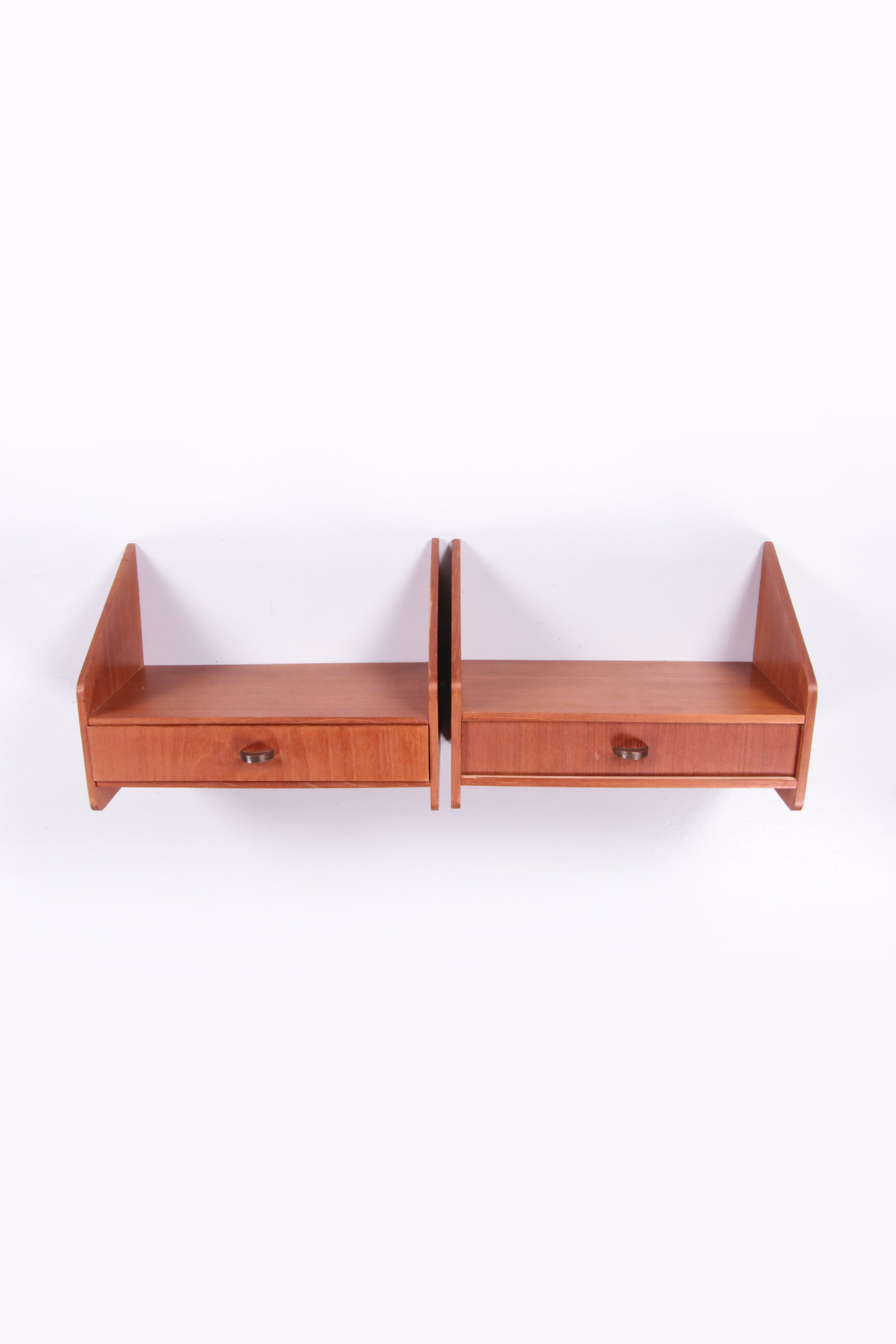 Set of Teak Floating Vintage Nightstands with Drawer - Denmark 1960