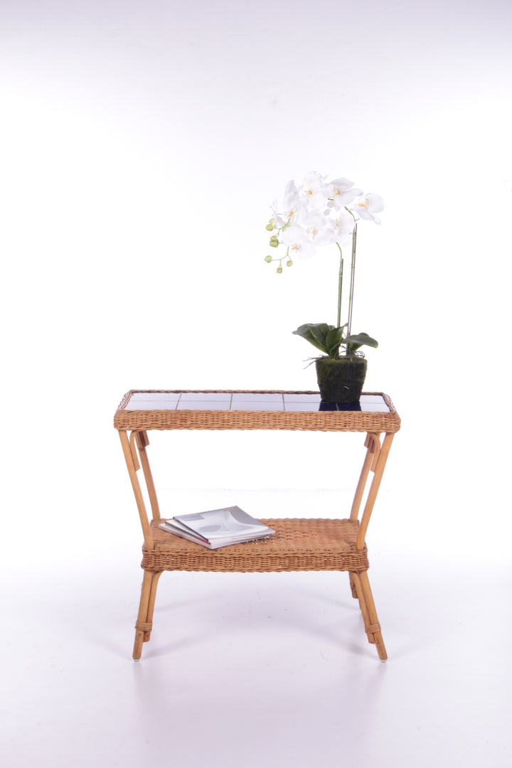 Vintage Sidetable Bohemian stijl Bamboo,1960 Frankrijk.