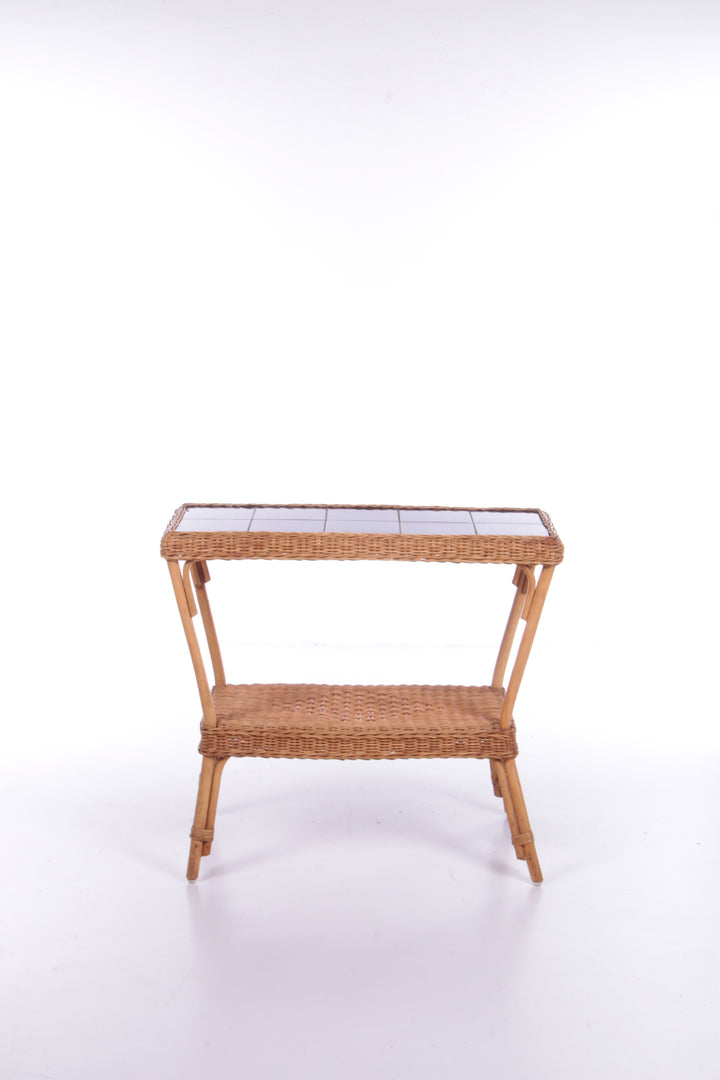 Vintage Sidetable Bohemian stijl Bamboo,1960 Frankrijk.