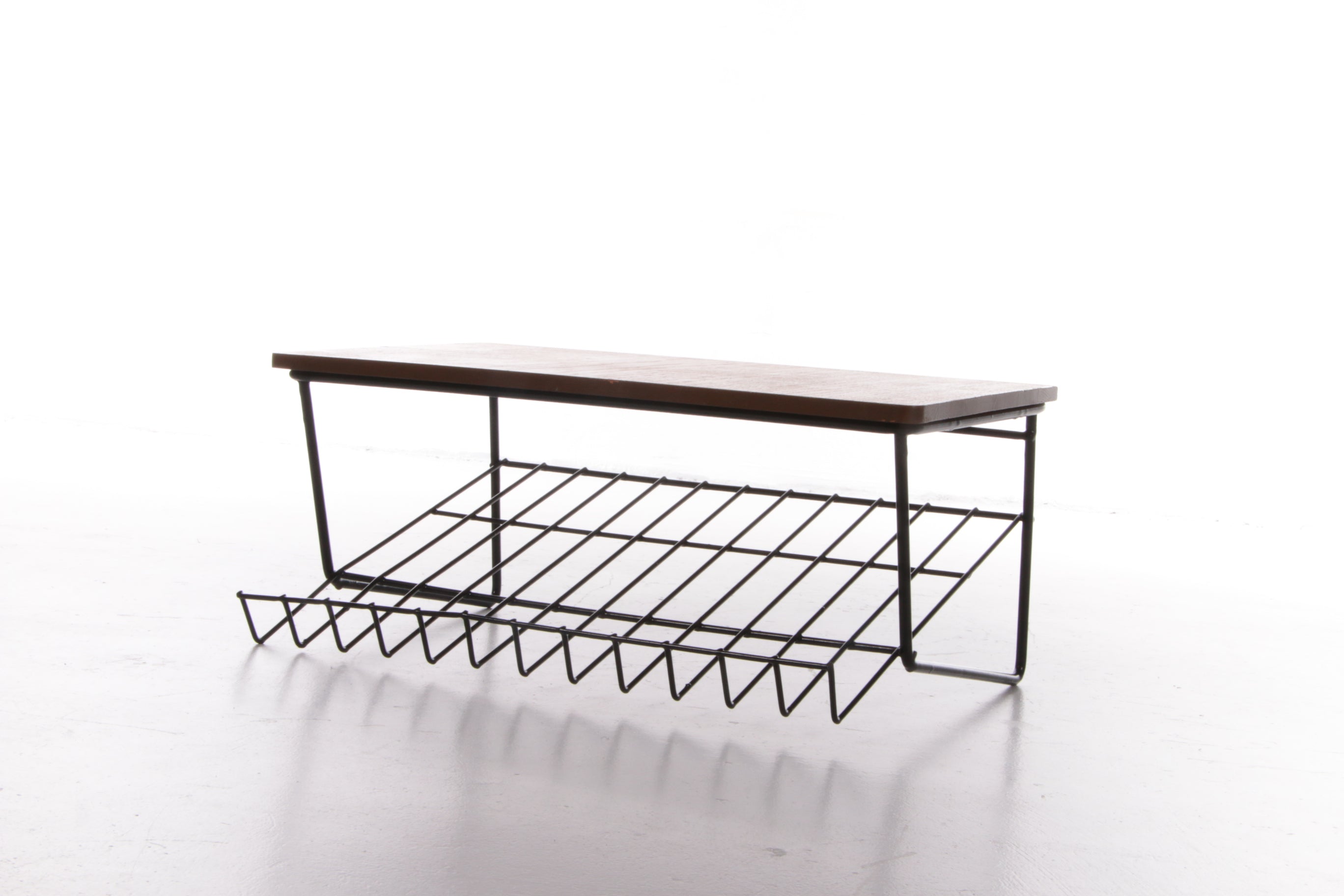 Vintage magazijnrek gemaakt van metaal en Hout jaren60.