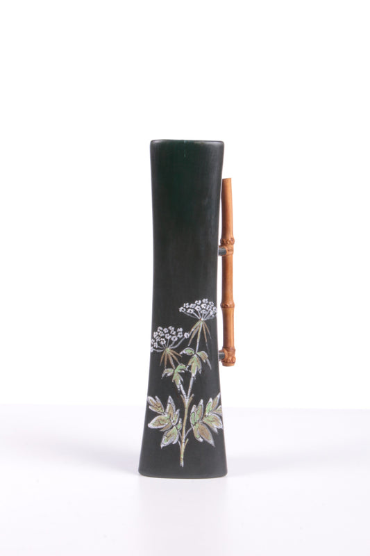 Vintage Ravnild Ceramic Vase With Bamboo Handle | Mid century, Denmark