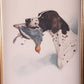 Franse handgetekende jachthond met patrijs, Boris Riab 1898-1975