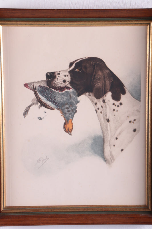 French hand drawn hound with partridge, Boris Riab 1898-1975