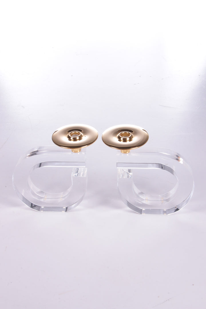 Hollywood Regency Set kandelaars van plexiglas,1970