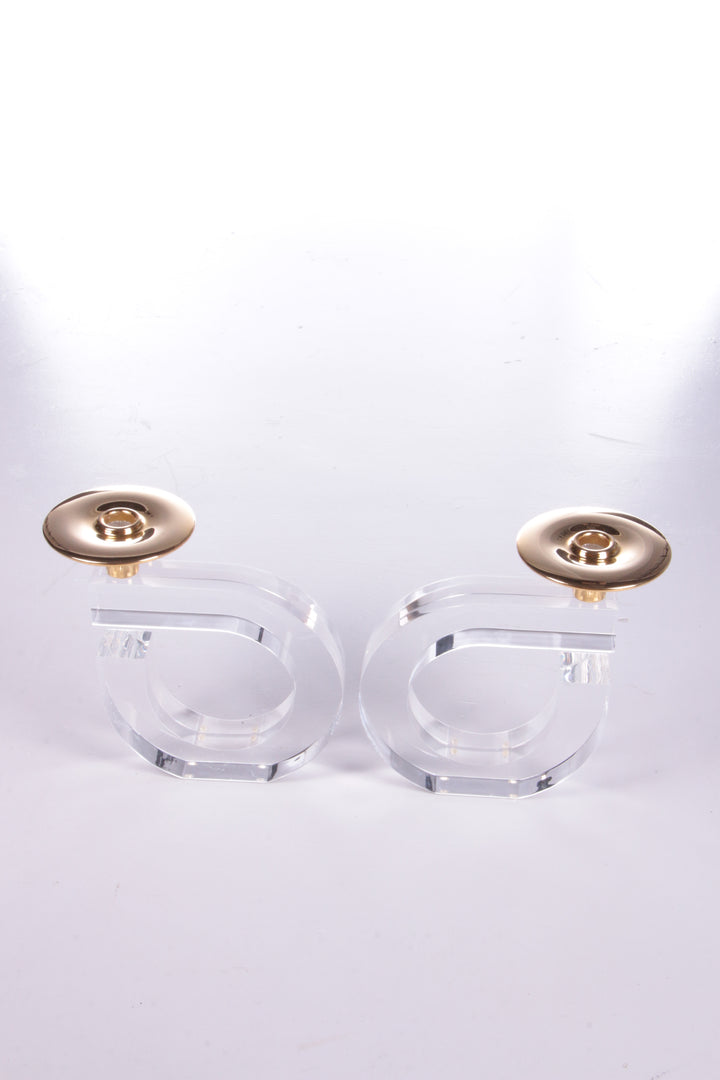 Hollywood Regency Set kandelaars van plexiglas,1970