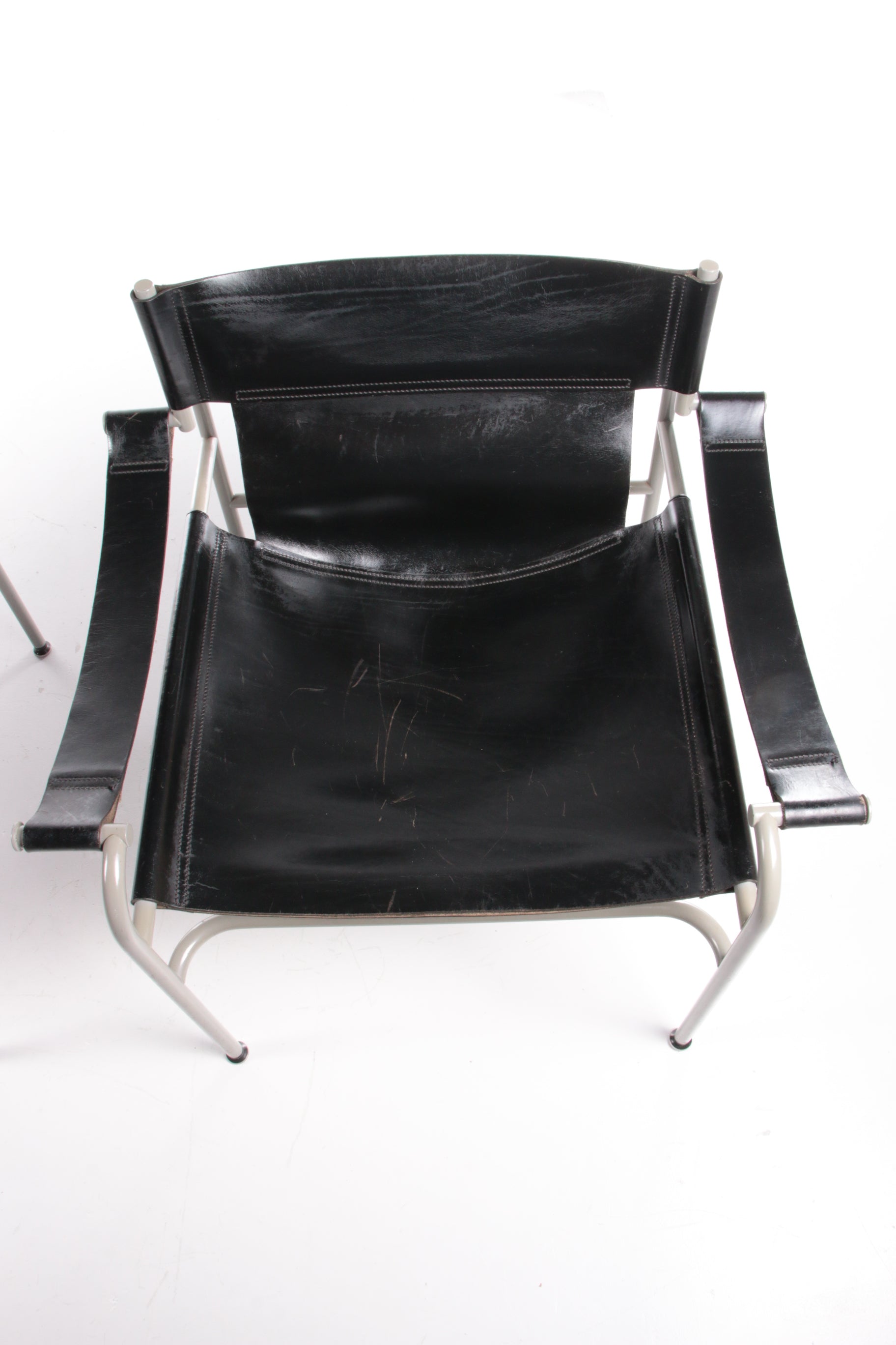 Walter Antonis set van 2 tuiglederen fauteuils gemaakt door 't Spectrum,1970