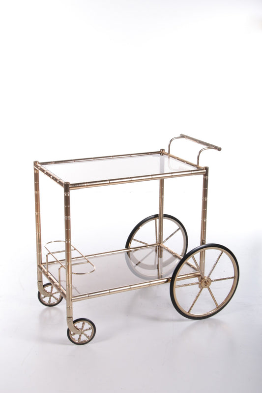 Vintage Italiaanse messing Bamboe gouden trolley, 1970s