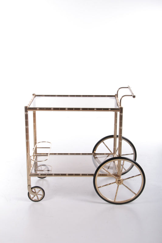 Vintage Italiaanse messing Bamboe gouden trolley, 1970s