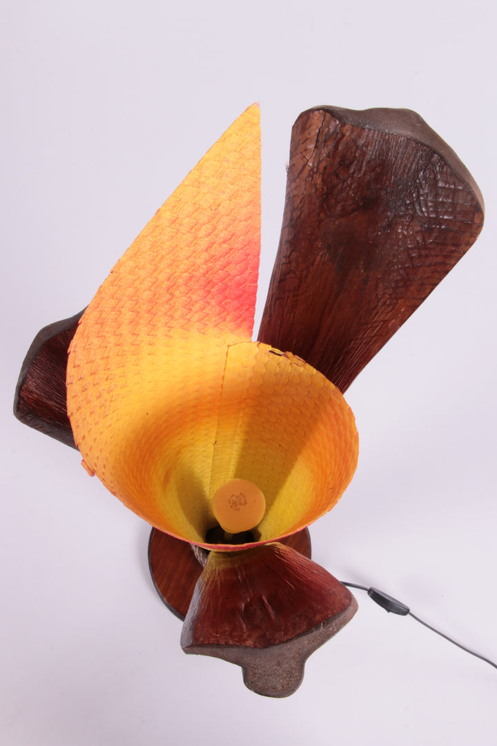 Vintage Franse Vloerlamp gemaakt van Gedroogde schors,1980