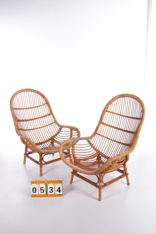 Vintage set of 2 Bamboo chairs 1960s France.