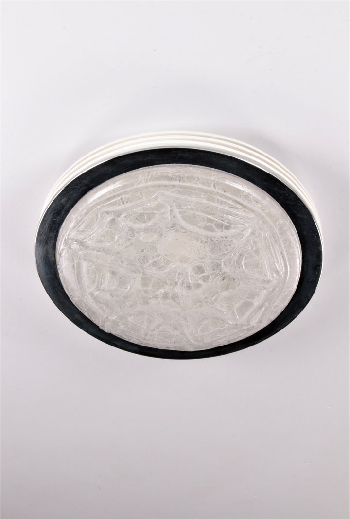 Vintage Plafonniere Doria leuchten met ijsglas en metaal,duitsland 1960s.