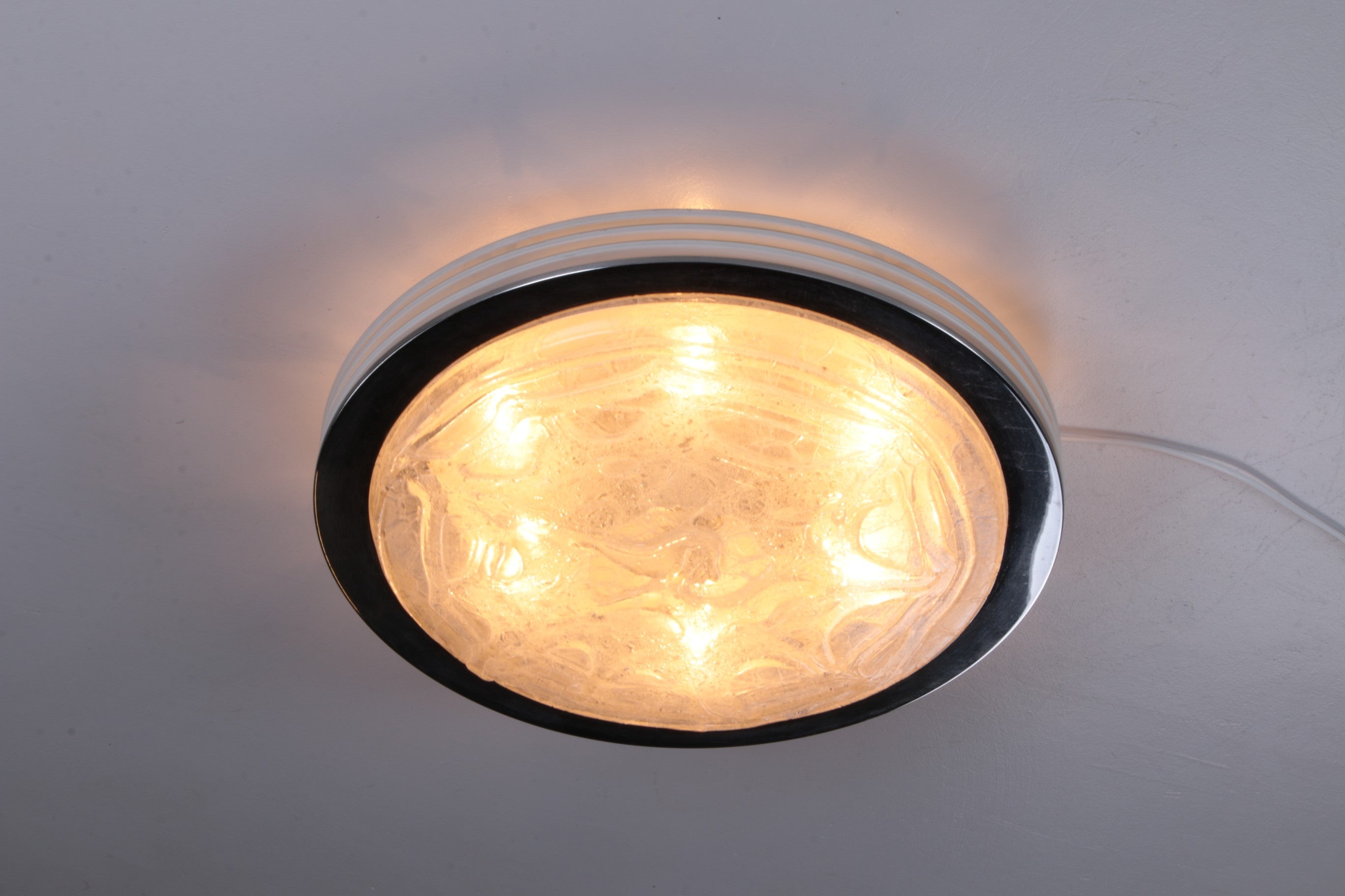 Vintage Plafonniere Doria leuchten met ijsglas en metaal,duitsland 1960s.