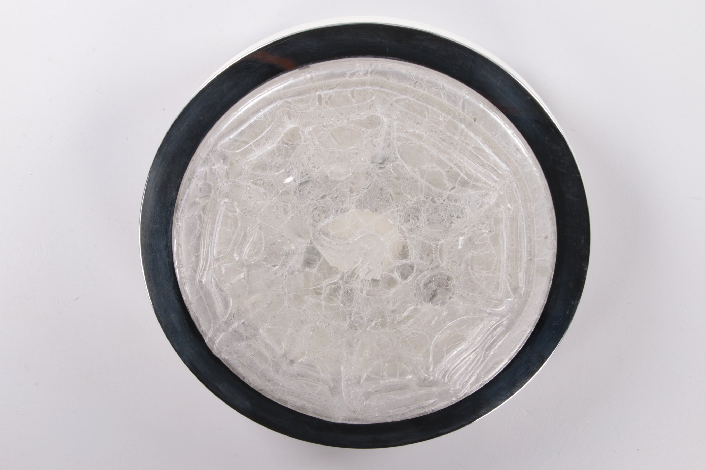 Vintage Plafonniere Doria leuchten met ijsglas en metaal,duitsland 1960s.