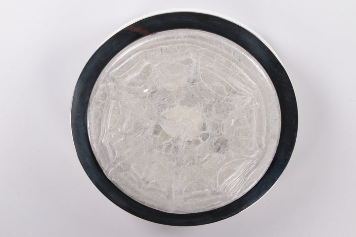 Vintage Plafonniere Doria leuchten met ijsglas en metaal,duitsland 1960s.