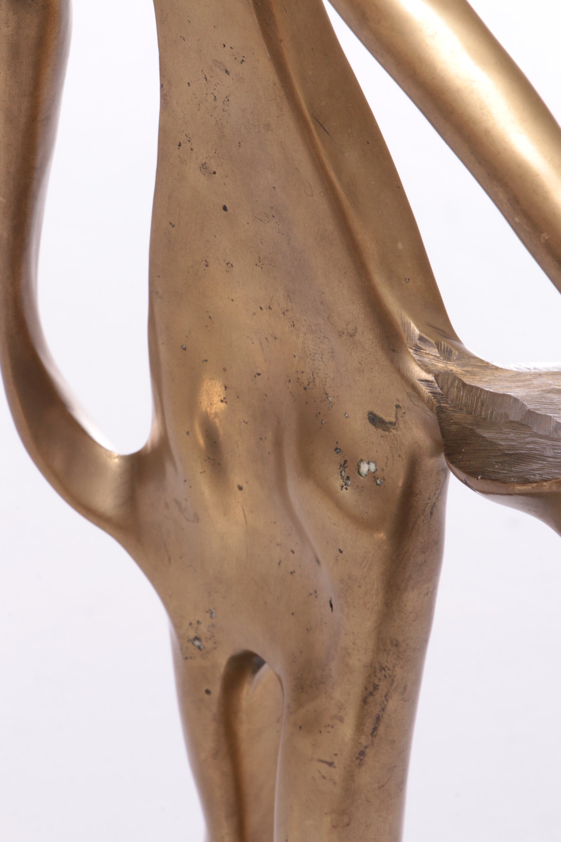 Messing Sculpture Afrikaanse vrouw op een marmerenvoet 70s