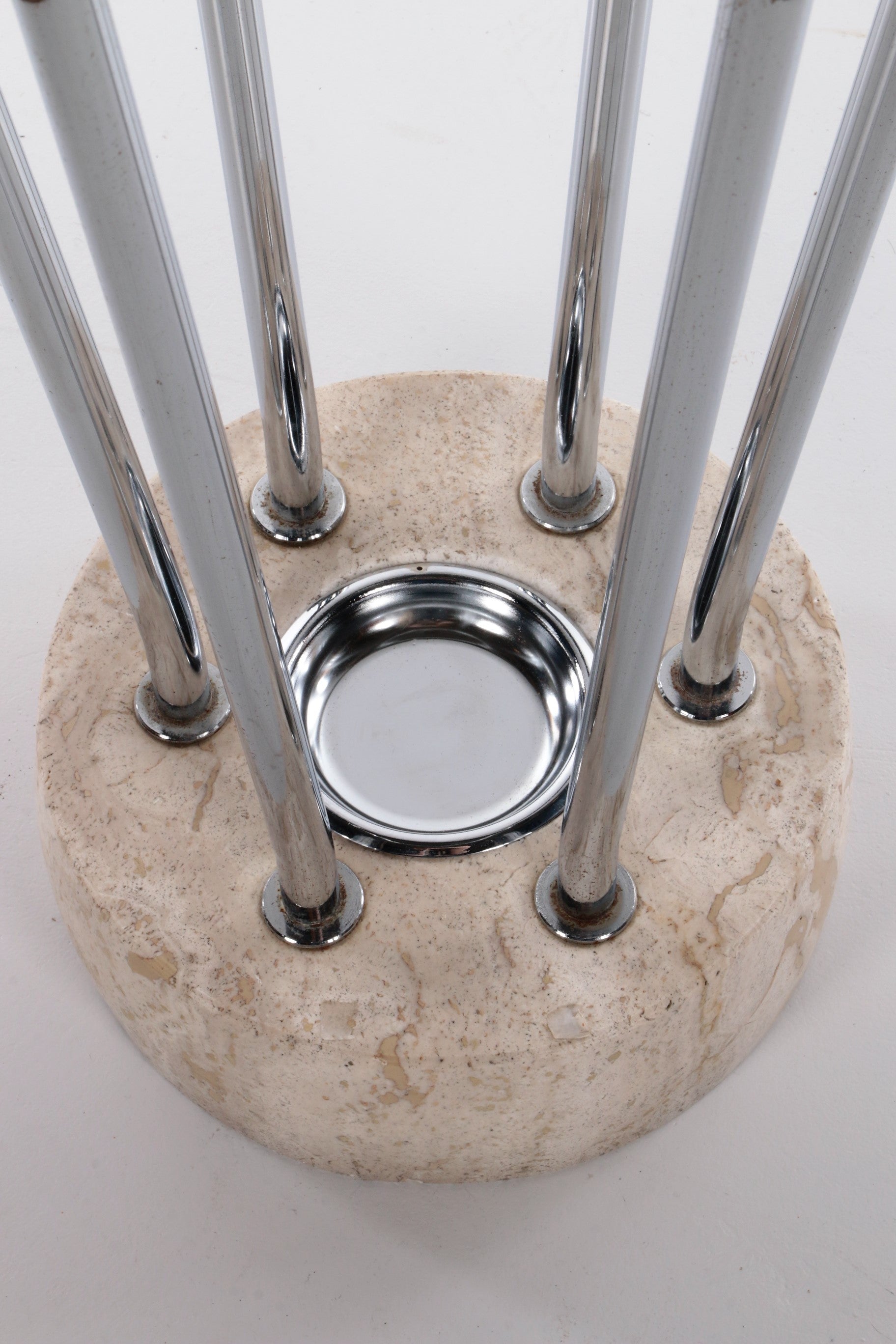 Italiaanse Architectonische travetin chrome Kapstok jaren60s