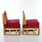 Vintage Franse set Design  stoelen van Eikenhout 1970 Frankrijk.