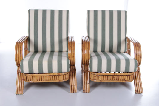 Vintage set bamboo lounge armchairs design Paul Frankl, 1960s