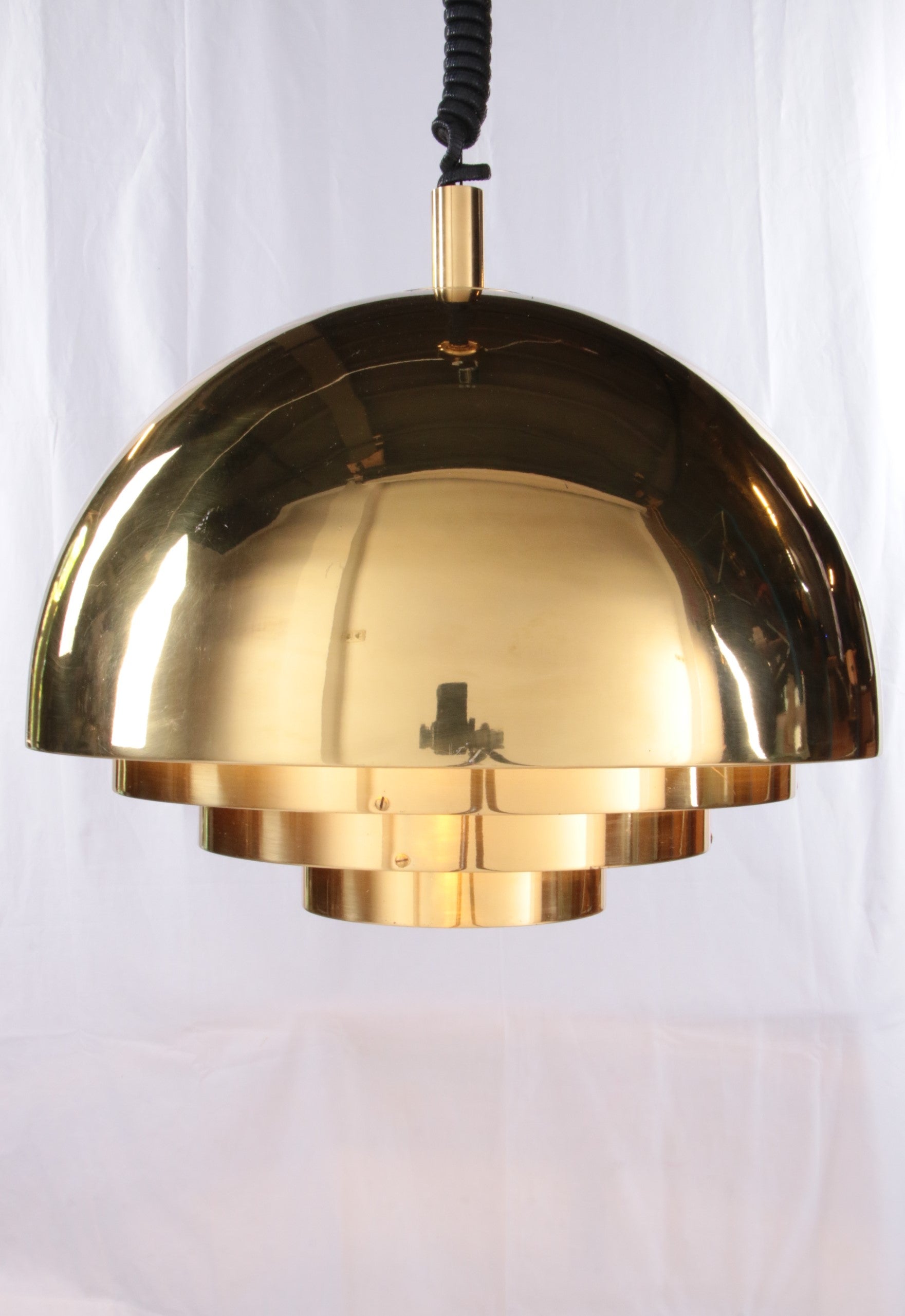 Elegant Mid-Century Modern Brass Pendant Lamp 'Dome'