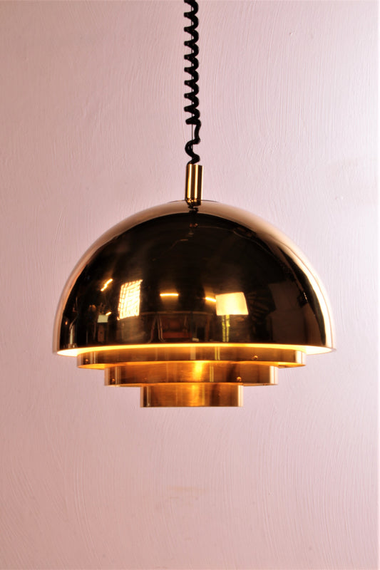 Elegant Mid-Century Modern Brass Pendant Lamp 'Dome'