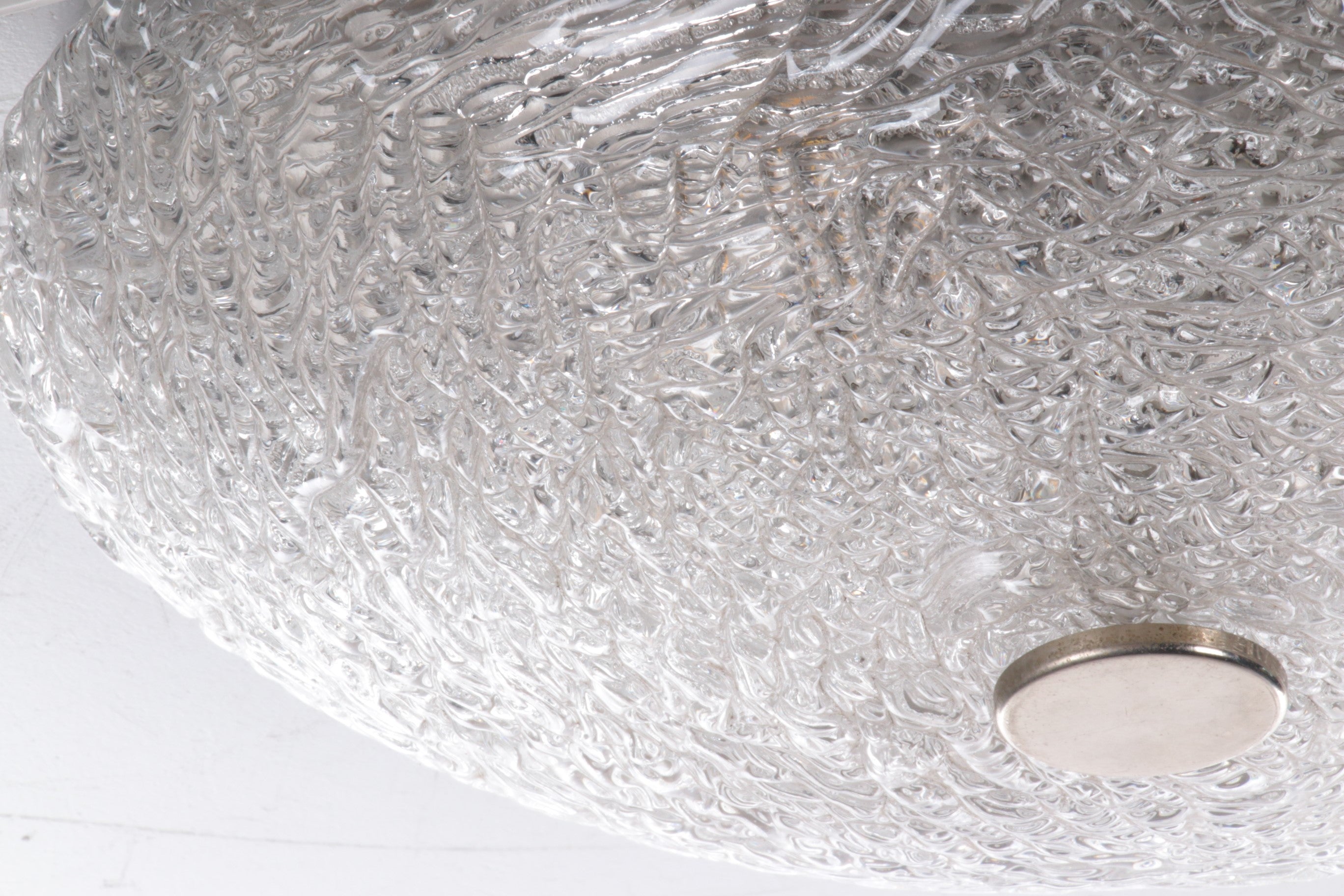 Vintage Plafonniere met chrome en muranoglas, 1960s