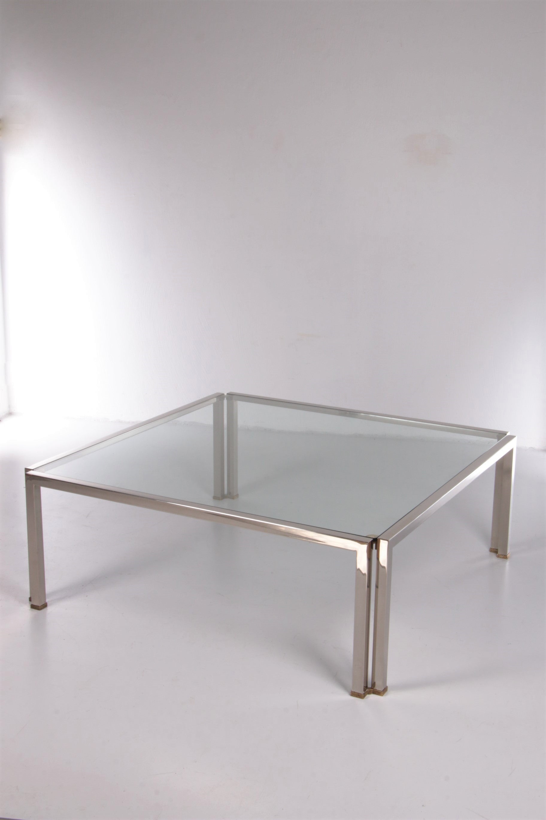 Salontafel Peter Ghyczy Model T28d Inox met messing,1986
