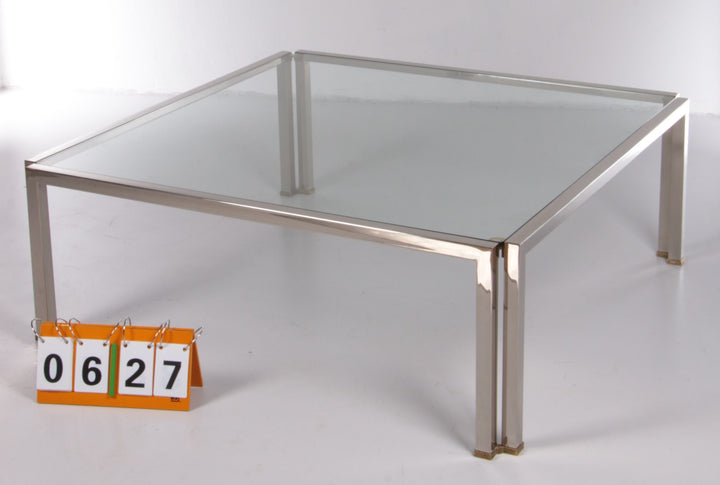 Salontafel Peter Ghyczy Model T28d Inox met messing,1986
