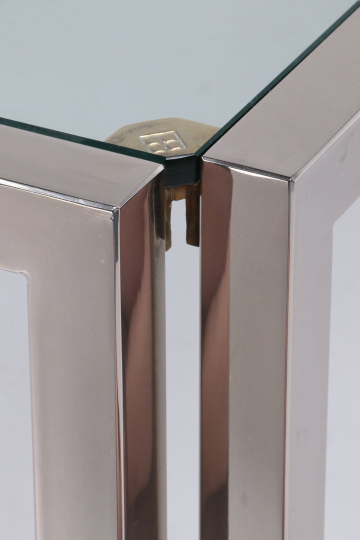 Salontafel Peter Ghyczy Model T28d Inox met messing,1986