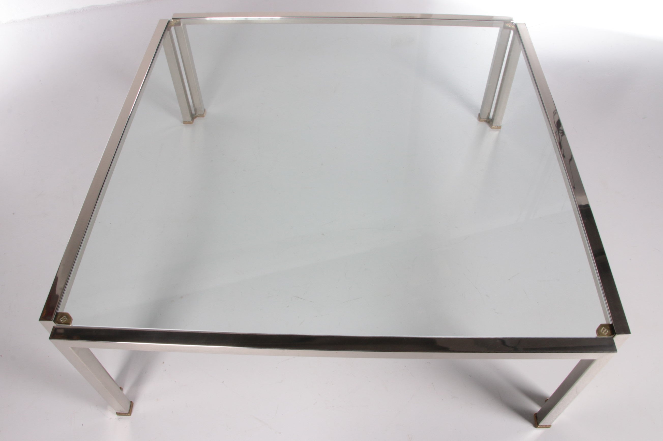 Salontafel Peter Ghyczy Model T28d Inox met messing,1986