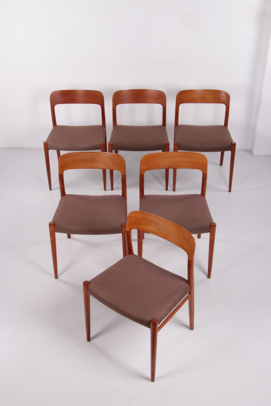 Set van 6 Niels Moller eetkamer stoelen model 75 Denemarken 1960