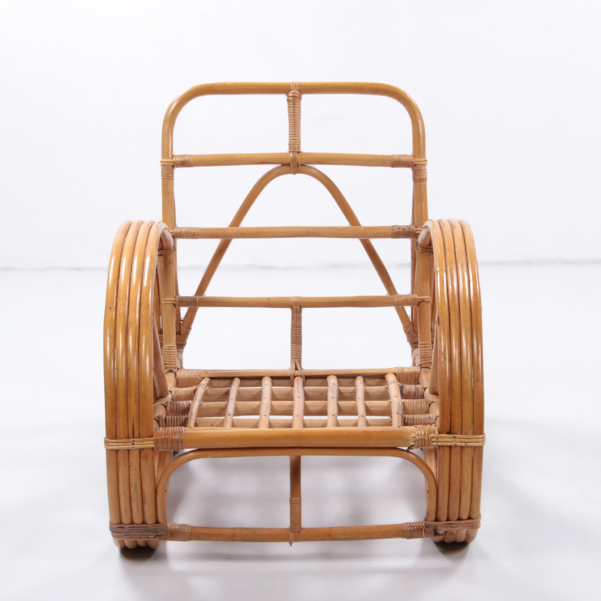 Vintage set bamboe lounge fauteuils en bank met salontafel Paul Frankl, 1960s