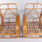 Vintage set bamboe lounge fauteuils en poef met bijzettafeltjes Paul Frankl, 1960s