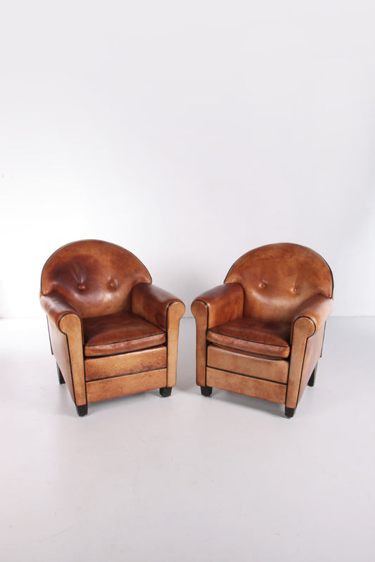 Mutton leather armchairs by Bart van Bekhoven Model Monet 1980s Netherlands.