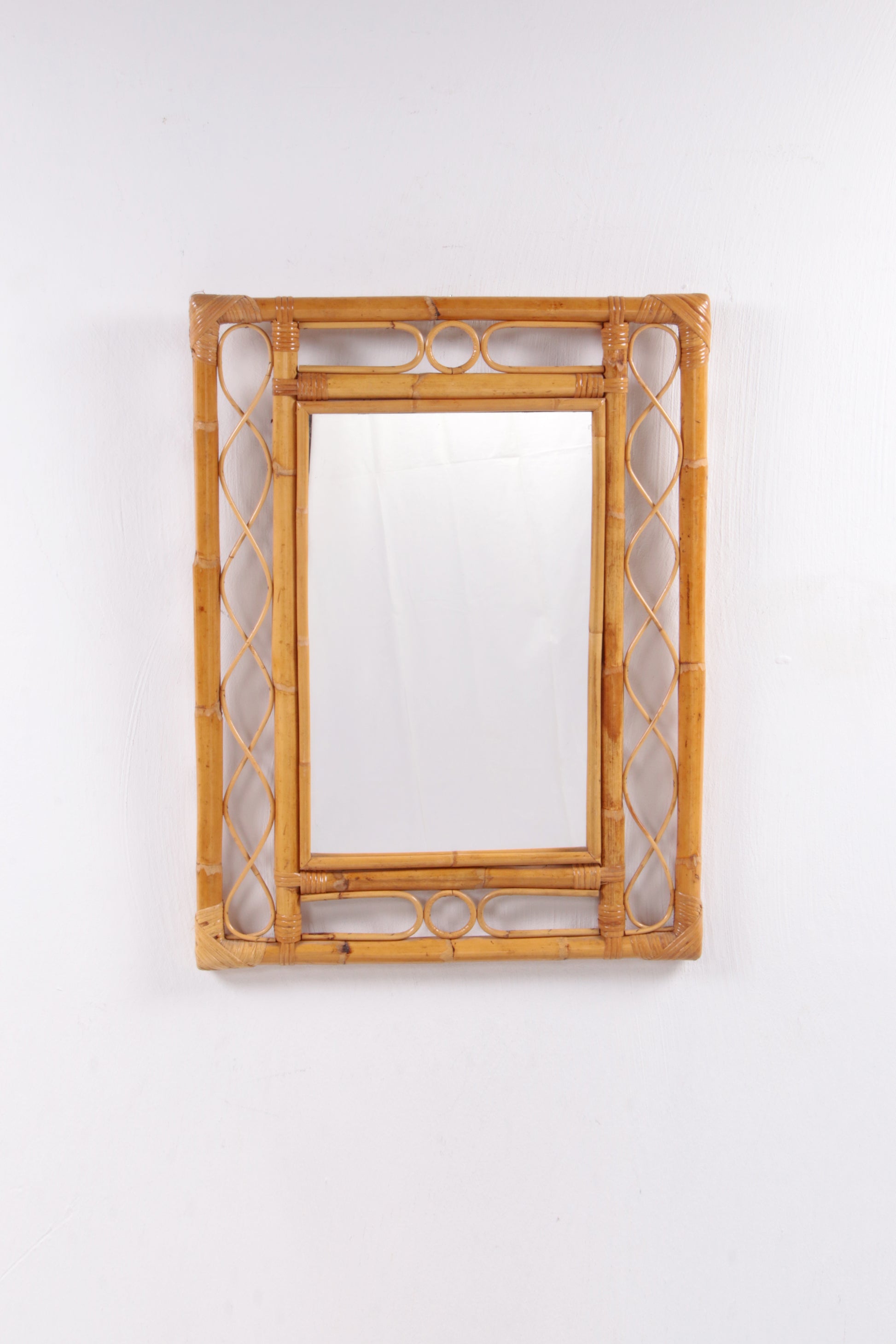 Authentieke Franse bamboe spiegel afkomstig uit Frankrijk