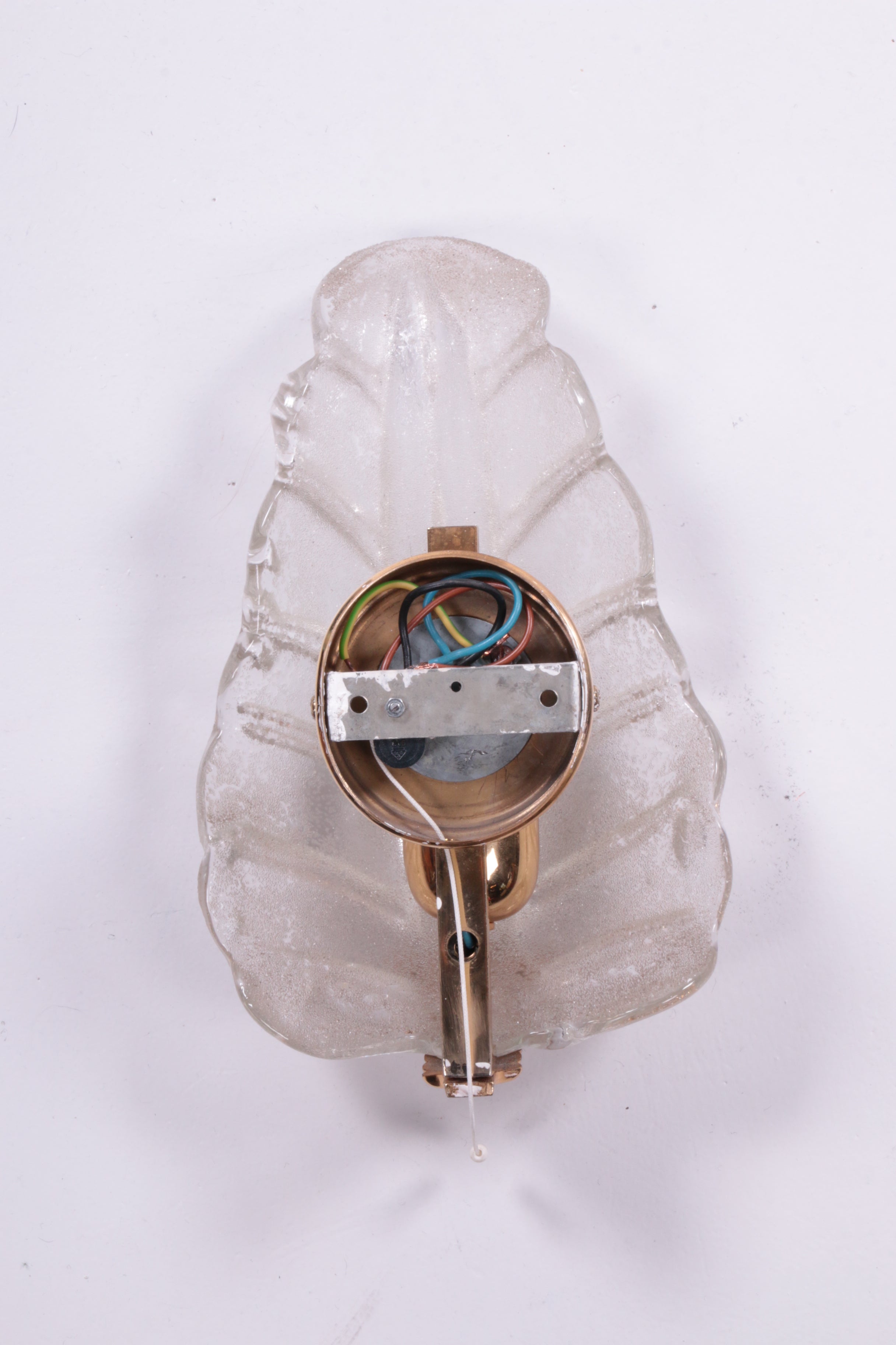 Hollywood Regency Murano schelp glas wandlampje,1960 Italie.