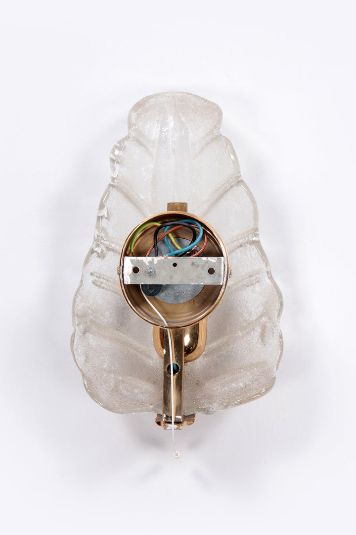 Hollywood Regency Murano schelp glas wandlampje,1960 Italie.