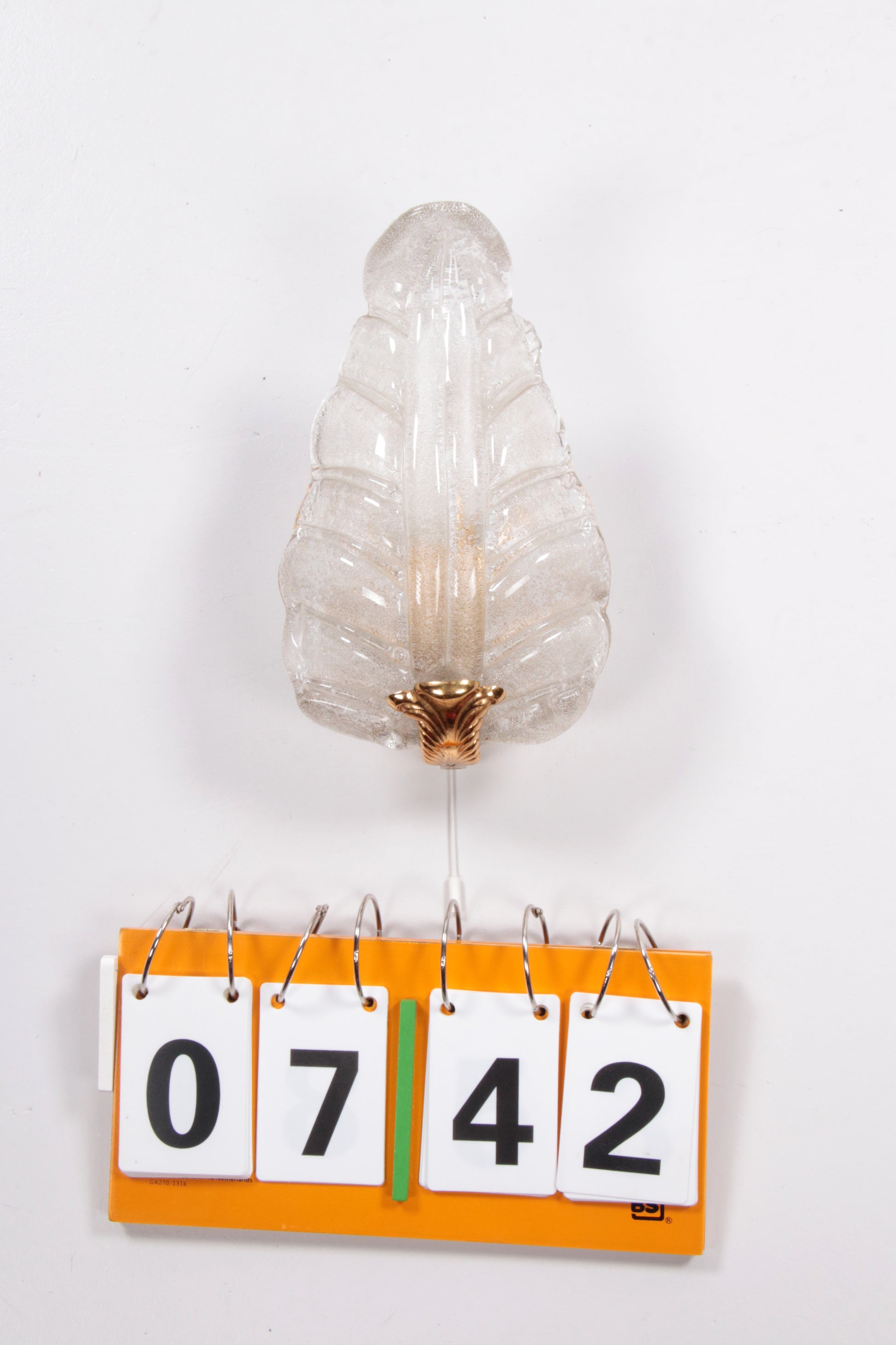Hollywood Regency Murano schelp glas wandlampje,1960 Italie.