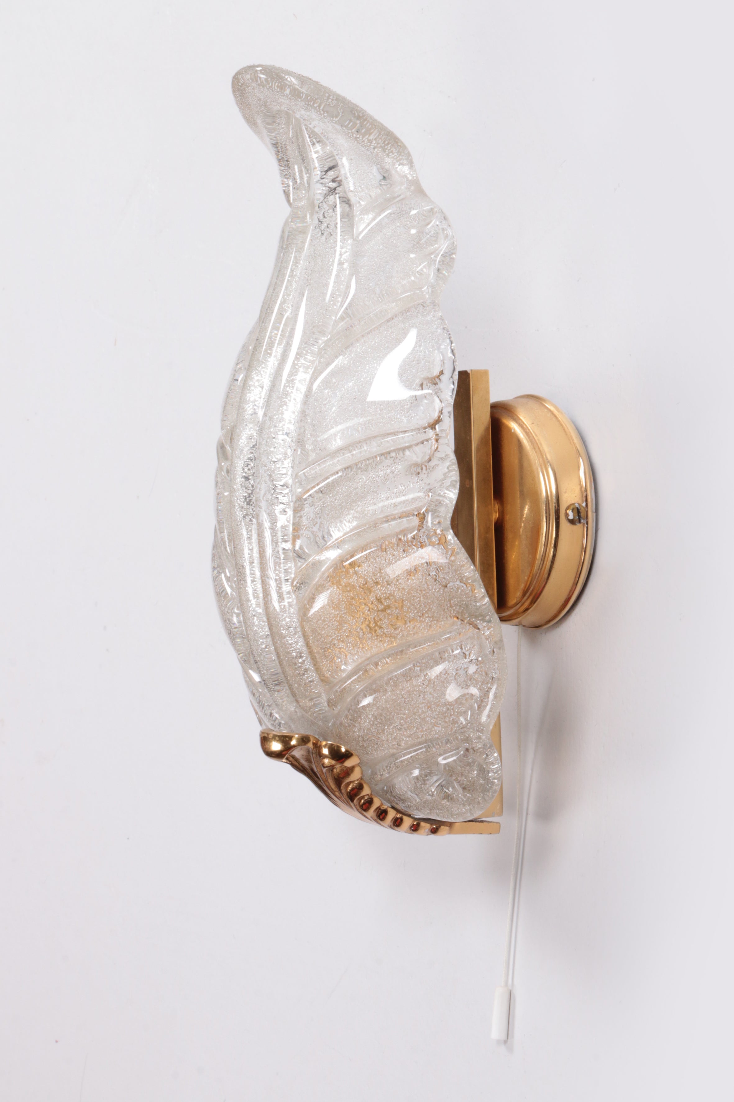 Hollywood Regency Murano schelp glas wandlampje,1960 Italie.