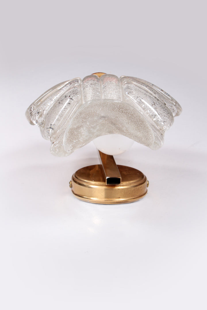 Hollywood Regency Murano schelp glas wandlampje,1960 Italie.