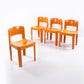Allibert set van 4 stoelen Spage Age en prachtig oranje,1970 Frankrijk.