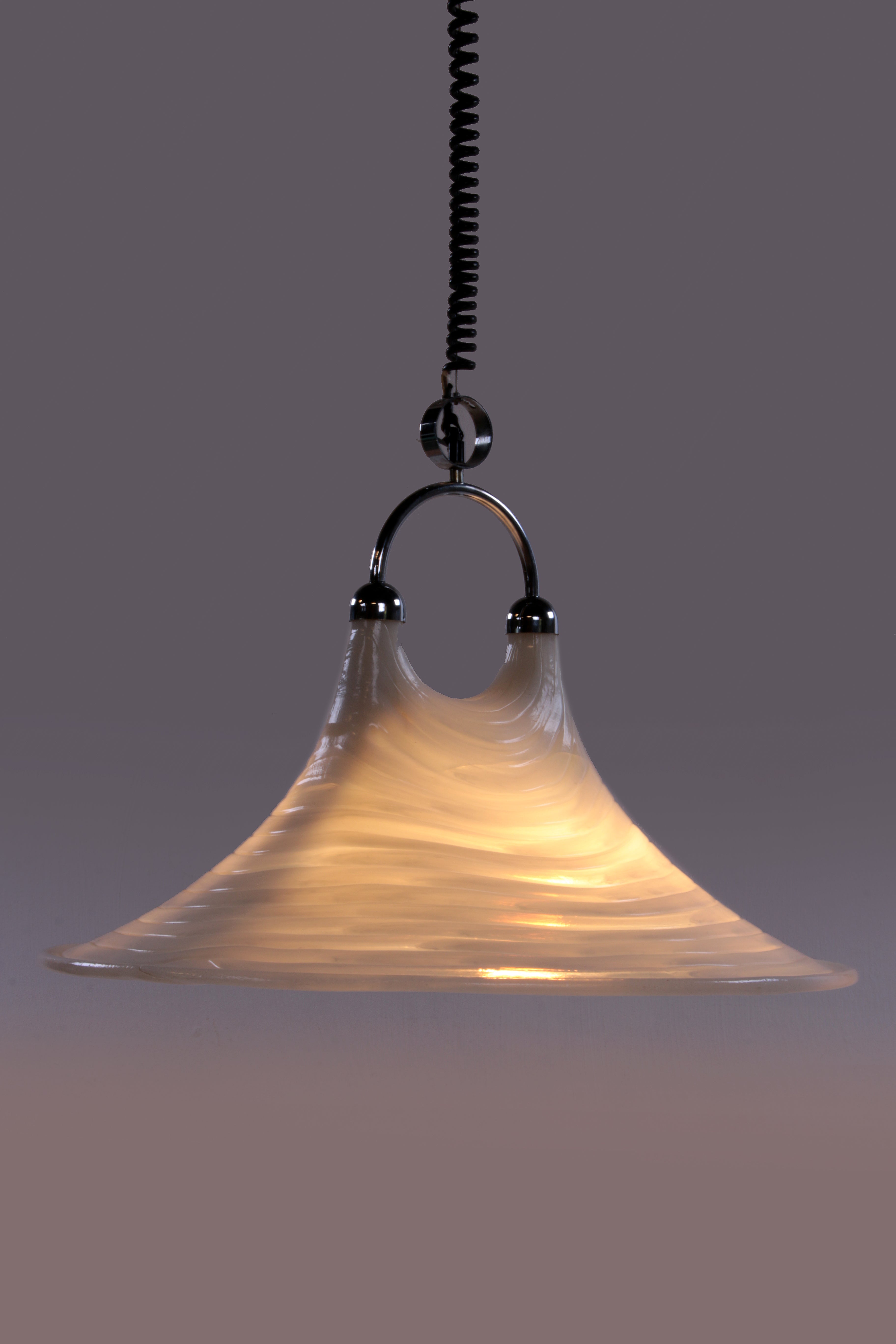 Vintage Space Age Witte hanglamp Cristallux Germany 70