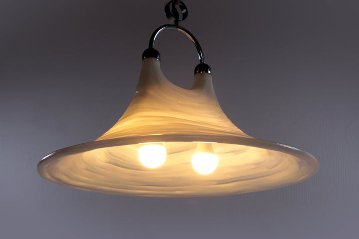 Vintage Space Age Witte hanglamp Cristallux Germany 70